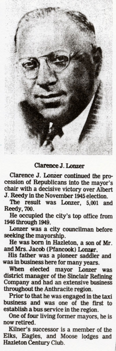 Hazleton, PA Mayor Clarence J. Lonzer